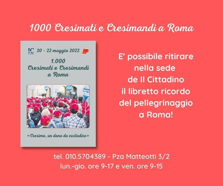 1.000 Cresimati e Cresimandi a Roma: ecco il libretto ricordo!