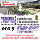 Secondo anniversario crollo Ponte Morandi: il 14 agosto S. Messa nella Parrocchia della Certosa