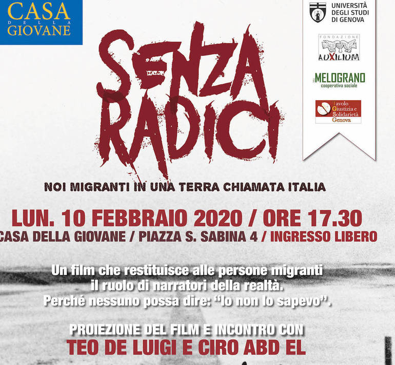 Proiezione a Casa della Giovane del film 'Senza radici - Noi migranti in una terra chiamata Italia'