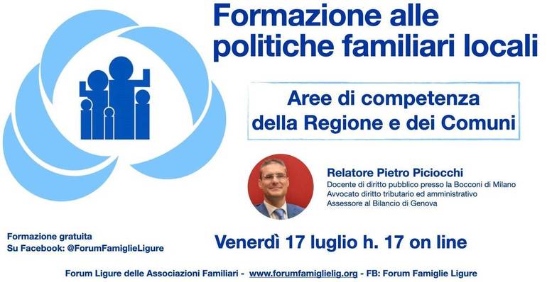 Forum Famiglie Liguria: lezione formativa con l'Ass. Pietro Piciocchi