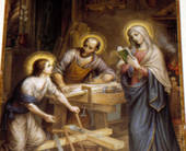 Gesù fanciullo nella bottega di San Giuseppe (Scuola Ligure XIX secolo)